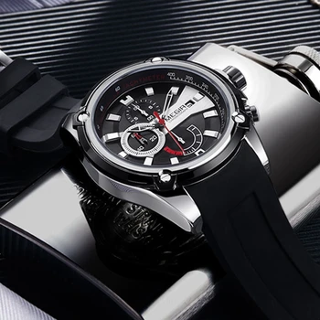 MEGIR Brand de Lux Ceas Bărbați Impermeabil Cuarț Ceas Sport Curea Silicon Militare Cronograf Bărbați Ceas de Ceas Reloj Hombre