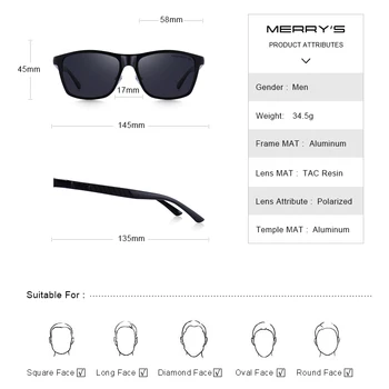 MERRYS DESIGN Clasic pentru Bărbați din Aliaj de Aluminiu ochelari de Soare HD Polarizate de Conducere UV400 Nuante de Protecție S8360