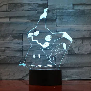 Mimikyu fructe link-Snorlax Arcanine Espeon Magikarp Purrloin Prinplup Lugia de Desene animate 3D LED Lampă Rece 7 Culori Lumina de Noapte
