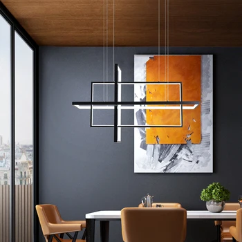Minimalist Design de Lux, Negru, Aur Alb LED Estompat Dreptunghi Candelabru pentru Dormitor, Living Sufragerie Loft Acasă Nordic Deco