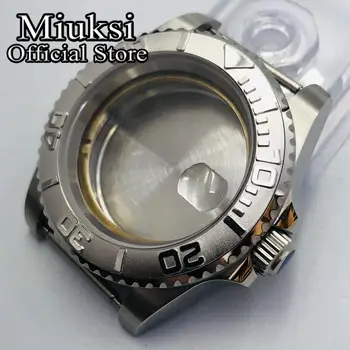 Miuksi 40mm cazul ceas de argint safir de sticlă se potrivesc ETA 2836 NH35 NH36 Mingzhu DG 2813 3804 Miyota 8205 8215 821A circulație