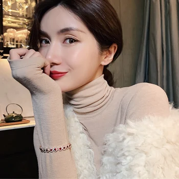 Moda Bratara Reglabila pentru Femei Roșii și Albe Artificiale Gem Jurul Farmece coreeană Bijuterii Accesorii Cadou de Anul Nou