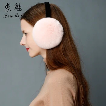 Moda Real Blana de Iepure Femeile Căști Roz Confortabil Cald antifoane Ear Warmers Pentru Fete Reglabil Iarna Ureche Protector