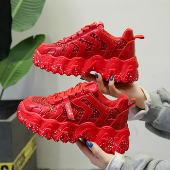 Moipheng Indesata Adidași Pene Pantofi pentru Femei Bling Roșu pentru Femei Pantofi de Primăvară/Toamnă 2020 Platforma Adidasi Sapatos De Mujer