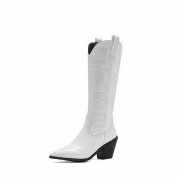 MORAZORA 2020 dimensiuni Mari 33-43 moda genunchi cizme înalte tocuri groase subliniat toe pantofi doamnelor clasic de iarna pentru femei cizme pentru femei