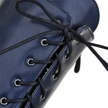MORAZORA 2020 mai Noi genunchi ridicat cizme femei dantelă-up zip tocuri platforma cizme toamna iarna punk pantofi doamnelor mare dimensiunea 43