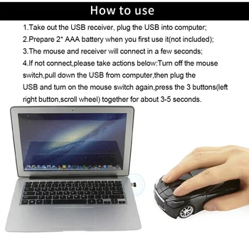 Mouse-ul fără fir Noul Mini Masina Sport Soareci 2.4 Ghz USB Computer Mause Optic Gaming, Cu LED Lumină Intermitentă Pentru PC, Laptop, Notebook