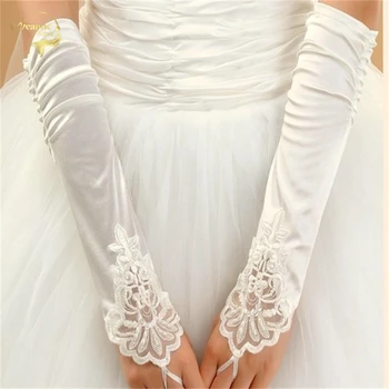 Mult design dantela de mireasa mănuși căsătorit lucy se referă la ștrasuri din mărgele de nunta mănuși de nuntă mănuși bej roșu G006