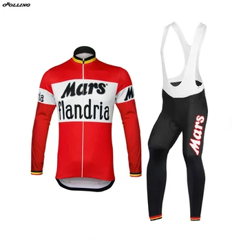 Multi Subțire / Iarna Thermal Fleece Clasic Retro Noua Echipa Red Mâneci Lungi Cu Bicicleta Seturi Jersey Pantaloni Personalizate Orolling