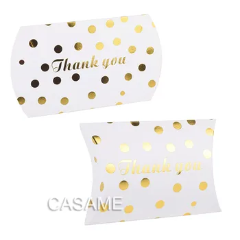 Multumesc merci Dot Stripe folie de aur Cutie de bomboane de artizanat cadou Perna Formă de Nunta Favoarea Cutii de Cadouri plăcintă Party Box saci