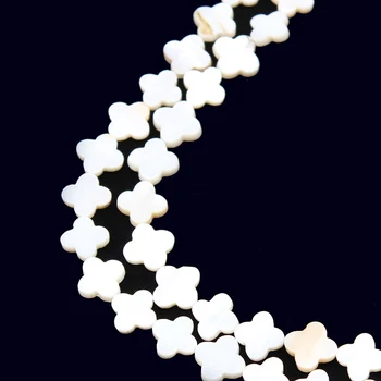 Natural Alb Mama de Perla Shell Forma de Floare Norocos Trifoi cu Patru foi Margele Pandantiv Plat Pearl Shell Pentru a Face Bijuterii de 15