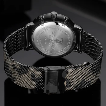 NAVIFORCE Ceas Brand de Top de Moda din Oțel Inoxidabil Camuflaj Sport Cuarț Ceasuri Barbati Barbati Cronograf rezistent la apa Încheietura Ceasuri