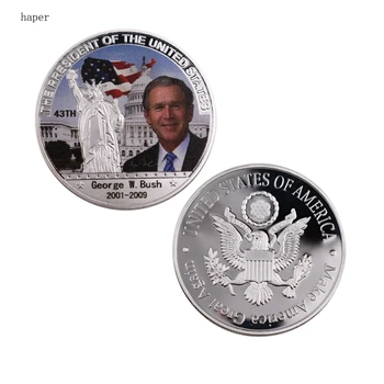 NE 43lea Președintele George W. Bush Monedă de Argint de Origine Artă Decorativă Meserii American-Moneda