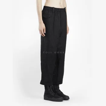 Negru lenjerie pantaloni casual pantaloni picior drept originale de brand la modă