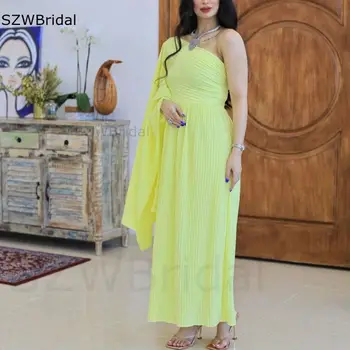 New Sosire Șifon Un umăr Dubai rochie de Seara 2021 Vestido de fiesta de boda lungime de Glezna Saudită Caftan rochii de Seara
