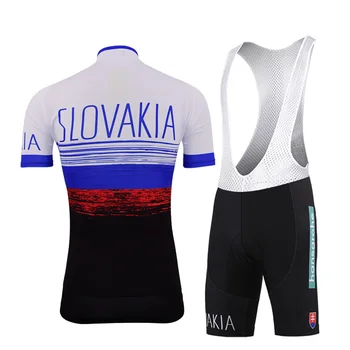 NOI 2018 Bărbați SLOVACIA Echipa de Ciclism Jersey Set / maneca Scurta, Haine de Ciclism MTB / ROAD Bike wear 3D gel Pad