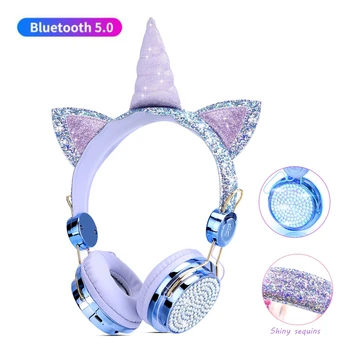 Noi 2021 Unicorn Bluetooth fără Fir Căști cu Microfon, Frumusete Bling Muzica Casca cu Diamant de Lux, Cadou Mai bun Pentru Copil Fată