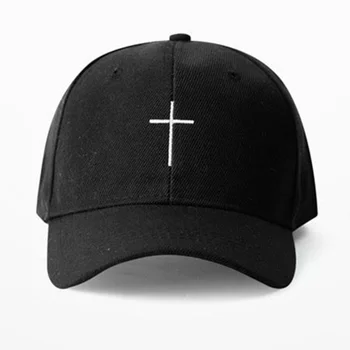 Noi Vara Simplă Cruce Broderie Șapcă de Baseball Îndoit Cozoroc sapca Hip-Hop Streetwear Alb Negru Pălării reglabil moda Tata Capace