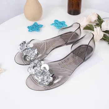 Noile Sandale de Vara Femei Confortabil Jeleu Transparent Gură de Pește Pantofi Plat