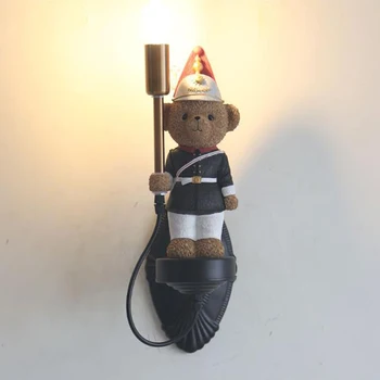 Nordic a Condus Teddy Bear LED Lampă de Perete Rășină Lampă de Perete Dormitor Copil Băiat Fata de Camera de Decorare Ziua de nastere Cadou de Crăciun corp de Iluminat