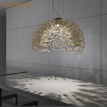 Nordic din Oțel Inoxidabil de Aur Candelabru de Iluminat cu LED-uri Semicerc Cristal Pandantiv Lumina Industriale Minimalist Interior Art Deco Lumina