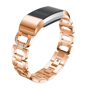 Nou Lux D-în formă Stras Curea de metal Watchband de Înlocuire Pentru Fitbit Charge 2 Inteligent Brățară din Oțel Inoxidabil Accesorii