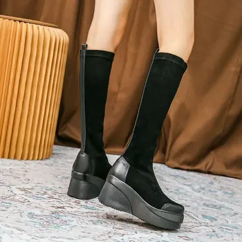 Noul Cald Iarna Cizme Pentru Femei Pantofi Cu Non-alunecare, Cap Rotund Grosime de 6cm Internă Ridicată Creștere Înălțime de 3 cm