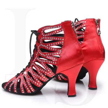 Născut pentru a fi Dans Pietre Roșu Dans latino rochii Dans Pantofi cu Talpă Moale pantofi cu Toc pentru Femei Stabil latină pantofi de dans L415
