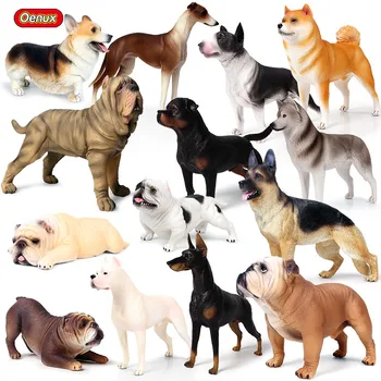 Oenux Nou Câine Mare Simulare De Animale Bull Terrier Rottweiler Rasa Shiba Inu Bătăuș Câine Cifrele De Acțiune Pvc Animale De Companie Minunat Model De Jucării