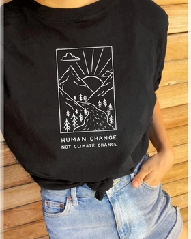Omului nu schimba schimbările climatice T-Shirt Femei maneci scurte grafic amuzant tricou topuri tricouri haine de moda K846