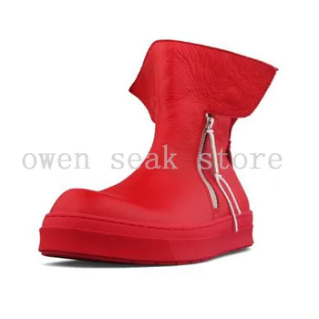 Owen Bolnav Barbati Pantofi De Înaltă Glezna Bază Lux Formatori Din Piele De Iarnă Zăpadă Zip Cizme Casual Plat Adidas Pantofi Alb Negru
