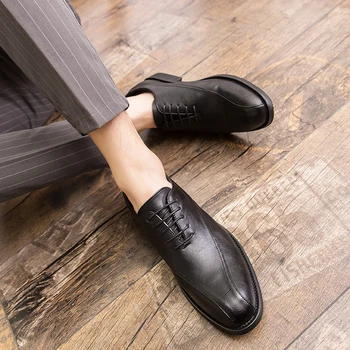Pantofi eleganți bărbați italian design confortabil rochie din piele de lux toamna afaceri fashionComfortable brand de pantofi pentru bărbați