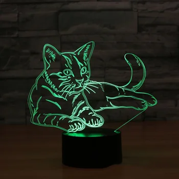 Pisica 3D Lumina de Noapte Animal de Spirit Schimbătoare Lampa LED 7 Culori USB 3D Iluzie Lampă de Masă Pentru Acasă Decorative Ca Jucărie pentru Copii Cadouri