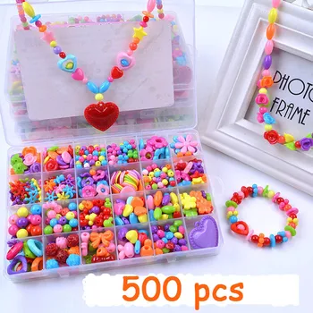 Plastic Șirag de mărgele Acrilice Kit Accesorii DIY Bracelects Bijuterii a Face Jucării de Învățare Timpurie amuzant Margele Set Pentru Fete cadou handmade