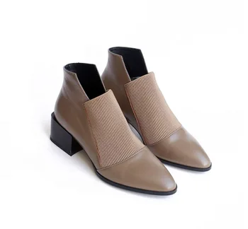 Populare chelsea cizme solide clasic oxford subliniat toe slip pe moale din piele pantofi de primăvară brand concis glezna cizme L83