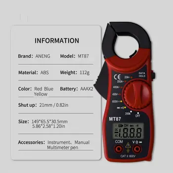 Portabil MT87 Digital Clemă Ampermetru Multimetru Cu Măsurarea AC/DC Tester de Tensiune (Curent ALTERNATIV) Rezistența la Multi Test
