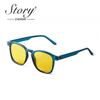 POVESTEA Retro Modă Clar Pătrat ochelari de Soare Femei Barbati Brand Design Vintage Cadru Transparent Ochelari de Soare Galben Nuante S3006F