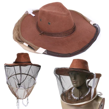Profesionale Apicultura Pălărie Apicultor Pălărie De Cowboy Anti Tantari Insecte Albine Voal Net Pălărie Plină Față, Pe Gât Wrap Protector