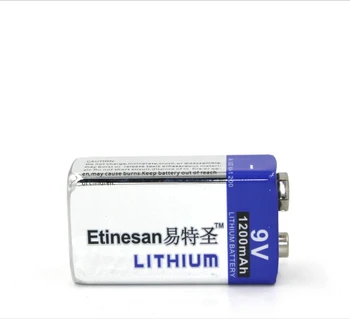 Puternic 6pcs/lot 1200mAh Etinesan 9v Li Baterii 9V baterie Li-ion de Litiu Baterie Ultra Viață Lungă de UTILIZARE pentru Alarme de Fum
