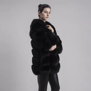 QIUCHEN PJ8078 MARE VÂNZARE LIVRARE GRATUITA femei de iarnă adevărată haină de blană de vulpe mâneci lungi haină de blană de vulpe în iarnă de înaltă calitate