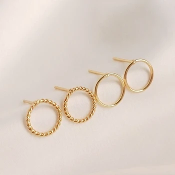 Real Placat cu Aur Culoare-Conservarea 925S Ureche Ace Cercul Rotund Cercei-Ace de Bijuterii DIY Face Constatări Pentru Femei
