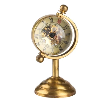 Retro Cupru Învârte Globul de Aur Birou Mecanice de Buzunar Ceas de Mână Winding Biroul de Acasă de Lux Decor ca de Colectie