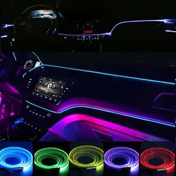 RGB LED Strip Auto Interior Lumini de EL Sârmă Benzi Multicolore 6M/8M bluetooth APP de Control de Neon Atmosfera Lampa cu 12V DC Driver
