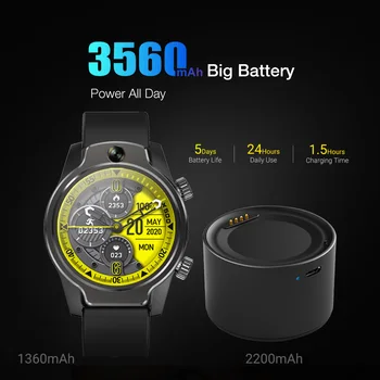 Rollme S08 Ceas Inteligent 1.69 inch Ecran MT6739 Quad-core IP68 Impermeabil Fata de 8MP Fata ID-ul GPS 1360mAh Smartwatch 4G