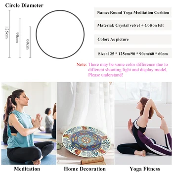 Runda de Exercitii Yoga Mat Meditație Pad 60-90-125CM Diametru Non-Alunecare Covor Pernă de Imprimare Pad Pilates Antrenament de Fitness