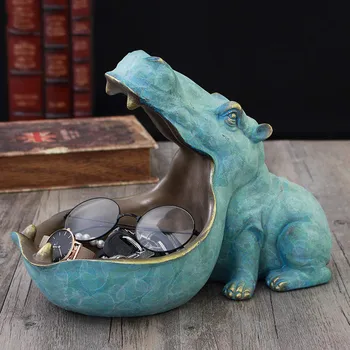 Rășină Hipopotam Figurina Desktop Acasă Decor De Masă Cheltuieli Diverse Container Cheie Breloc De Stocare Ornament Cadou