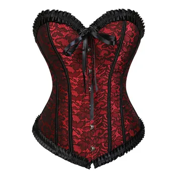 Sapubonva overbust corset topuri pentru femei plus dimensiune corsete și bustiers lenjerie sexy victorian suprapunere de dantela vintage plus dimensiune
