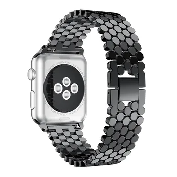 Scară de pește Apple Watch 4 benzi din Oțel Inoxidabil Apple Watch Curea Fagure de miere Forma Watchband pentru iWatch 5 44mm Trupa