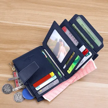 Scurt portofel barbati cuplu casual din piele card de credit clip cu fermoar portofel piele new design