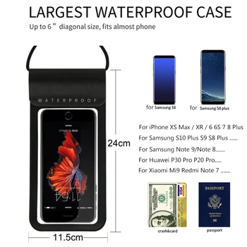 Sigilat Real Impermeabil Caz Pentru iPhone 11 Pro XS Max X XR 6 7 8 Plus Samsung S20 S10 Nota 10 Dovada de Apă Cazul în care Telefonul Înot Sac